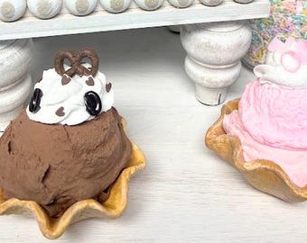 Faux Ice Cream Waffle Bowl, Tier Tray Decor, birthday, summer decor
