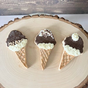 Set of 3 Fake S&#39;mores ice cream cones, marshmallow, Tiered  tray decor,  fake sweets , Photo prop, chocolate ice cream, ice cream cookie