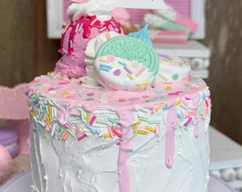 Fake Pastel Sprinkle Cake, Tiered Tray Decor, Photo Prop, Happy birthday, celebration
