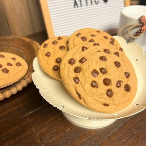 Fake chocolate chip cookie, faux cookies, cookie decor, tier tray decor, Photo props, fake sweets, chocolate lover