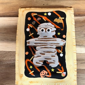 Fake mummy pastry, mummy decor, Kitchen decor, Halloween Tiered  tray decor,  fake sweets , Photo prop, Fake food, Spooky