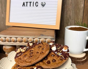 Fake double chocolate chip smore cookie, faux cookies, cookie decor, s'more, tier tray decor, Photo props, fake sweets, chocolate lover