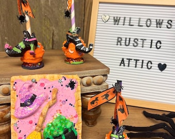Fake Halloween cake pops, witch Shoes, Witch tart pastry , Tiered  tray decor,  fake sweets , Photo prop, Fake food, Spooky