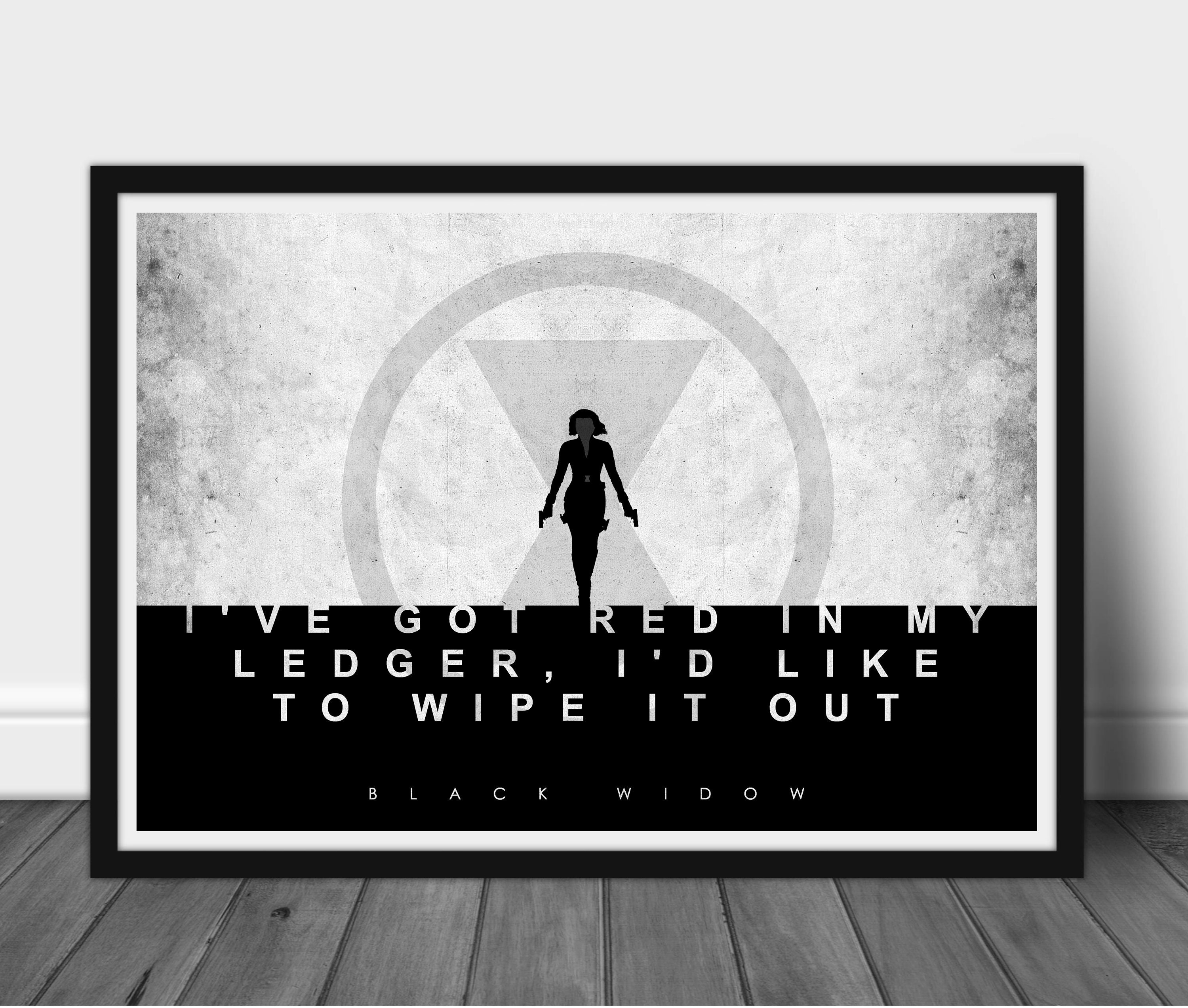 Marvel Black Widow Quote Poster movie posters black and | Etsy