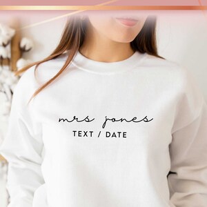 Personalized Mrs Sweatshirt | Custom Honeymoon Sweatshirt and Hoodie | Custom Text Bridal Shower Sweatshirt | Custom Matching Sweatshirts