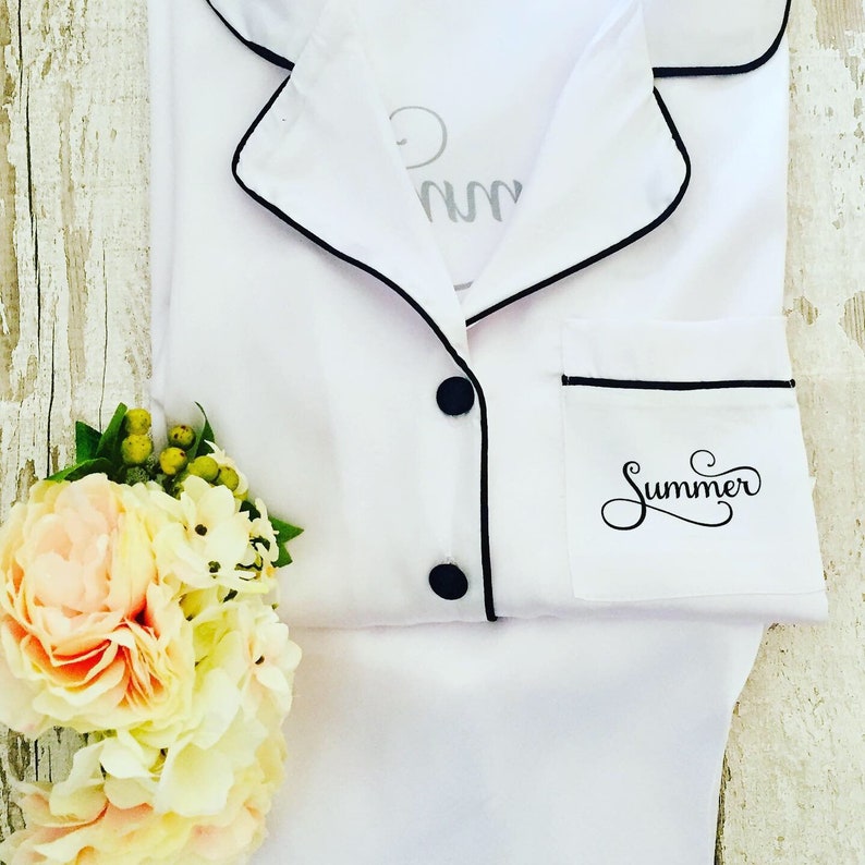 black fridayPersonalised satin short pyjamas perfect for Hen parties holiday Free eye mask weddings bachelorette children sizes.