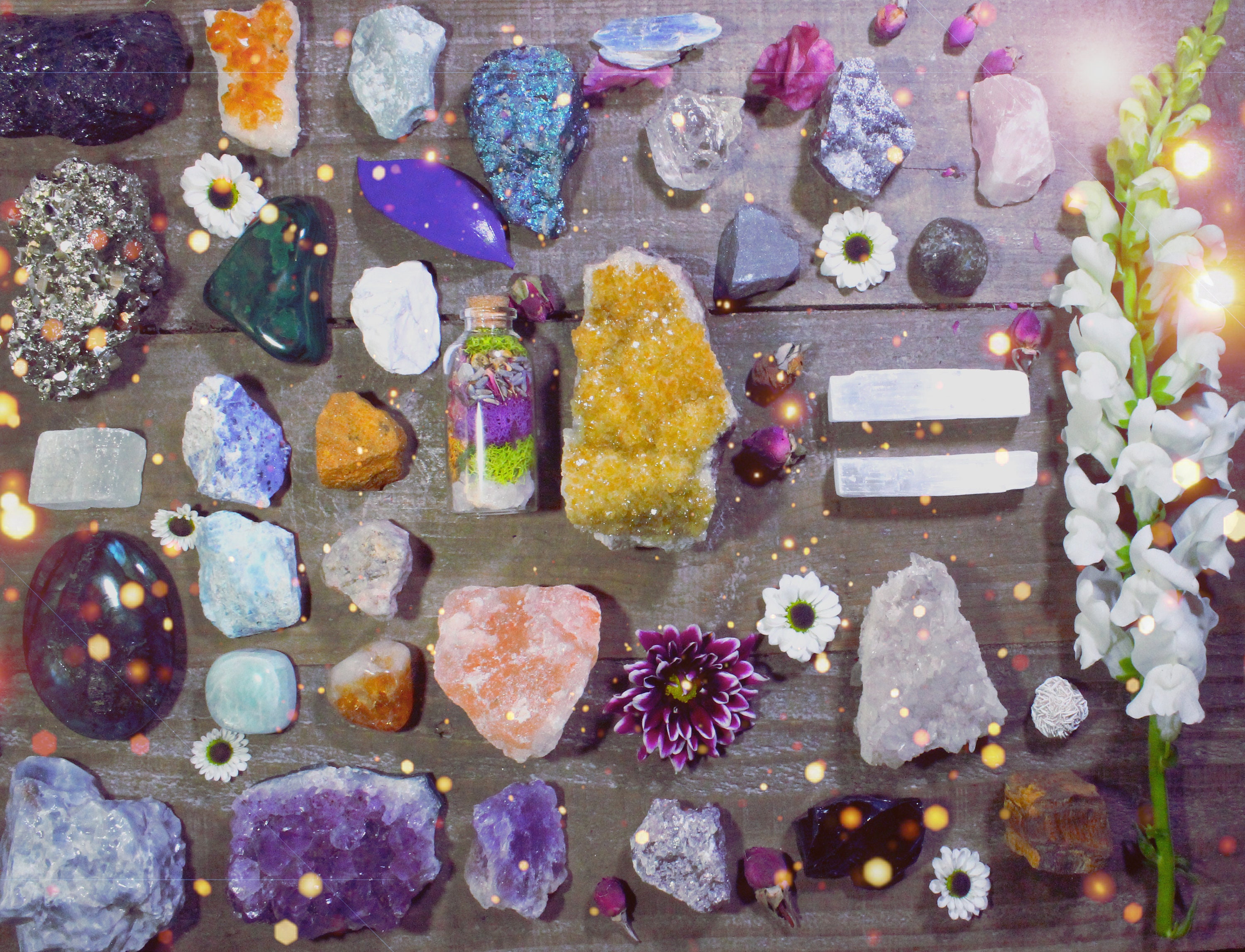 Intuitively chosen crystal sets, Raw Crystal Set, For Anxiety, Happin…