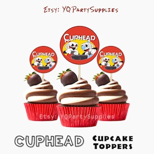 pdf Cuphead theme party cupcake toppers pack of 30 PDF PRINTABLES