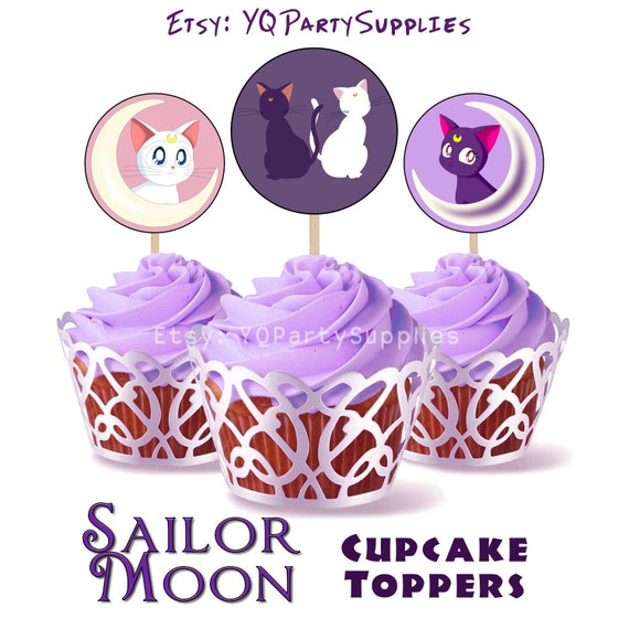 Sailor Moon Birthday Party Cupcake Toppers Pack Of 30 Etsy