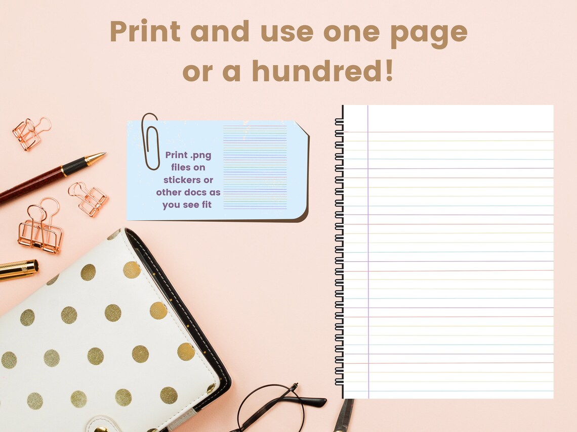 Printable Rainbow Lined Paper Digital Notebook Paper Etsy