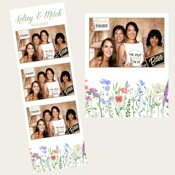 Wedding Photo booth Template, Wildflower Photo Booth Template, Photo Booth Template Wedding, 2x6 strip, Floral photobooth templates,