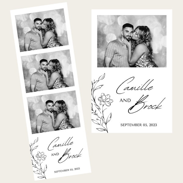 Bruiloft Photo Booth-sjabloon, moderne Photo Booth-sjabloon, Photo Booth-sjabloon bruiloft, 2 x 6 strip, zwart-wit photobooth-sjablonen