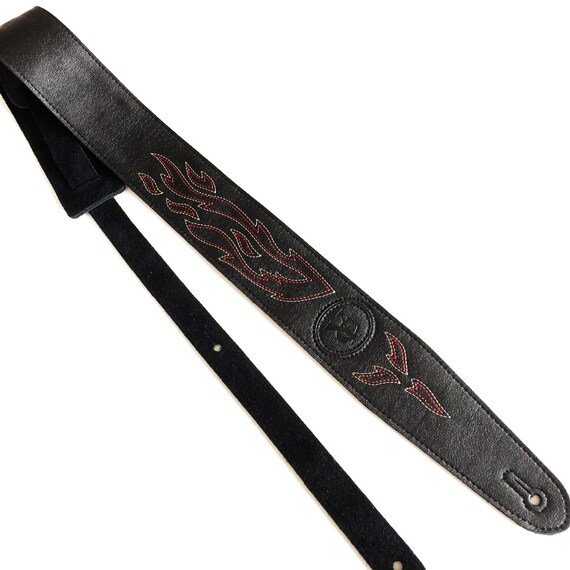 Leather Electric Guitar Strap Embroidery Pattern Bass Acoustic Etsy