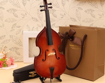 Miniature Double Bass Mini Upright Bass Model Musical instrument Model Dollhouse Home Decorations