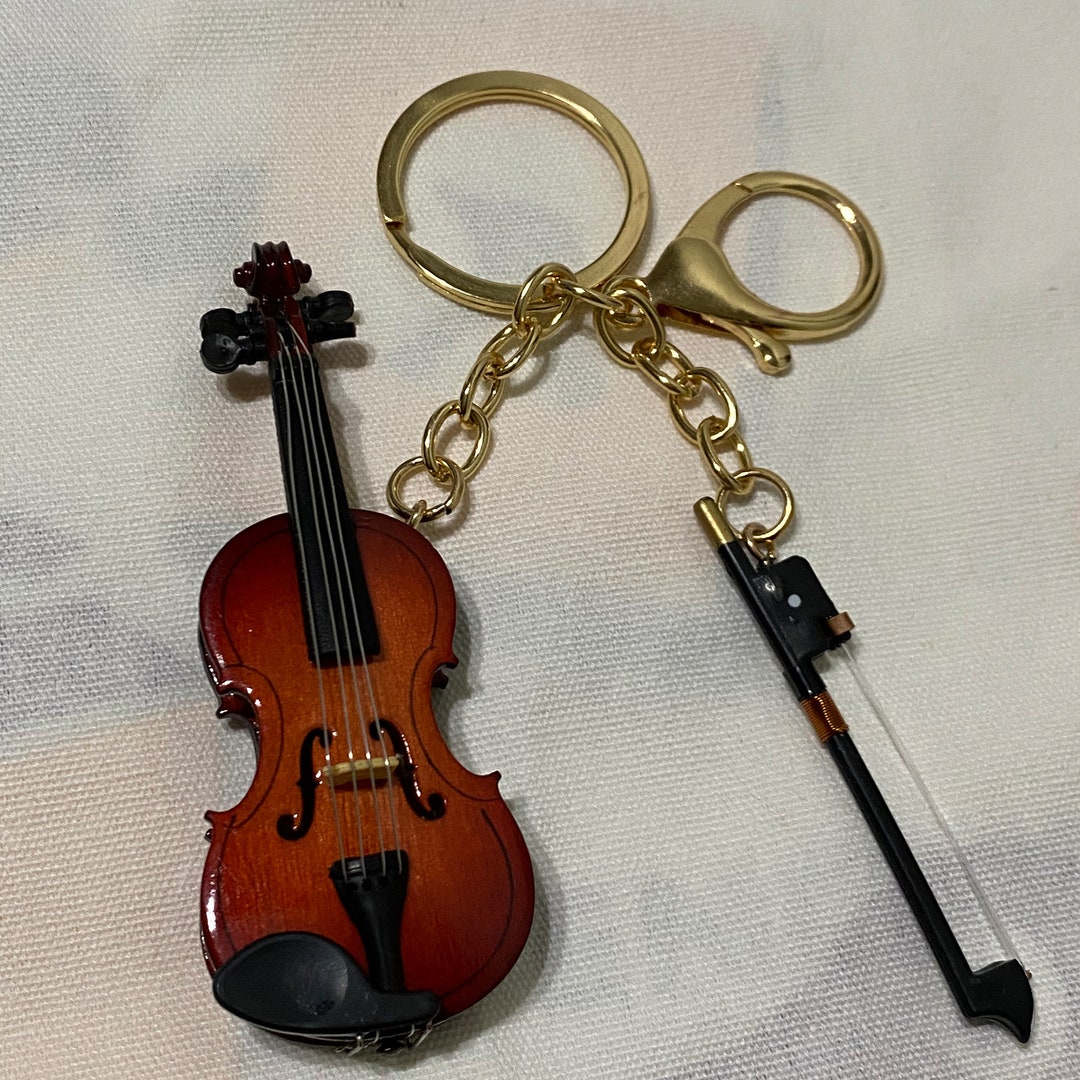 Miniatures Violin Model Keyring Keychain Bag Hang Purse Tag Mobile Phone Tag Girlfriend Music