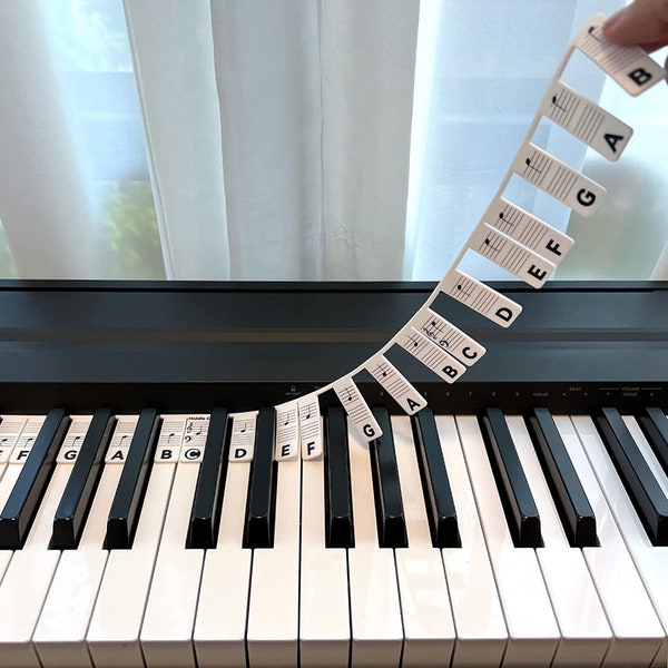 Piano Notes Guide Removable Learn Note Label for 88-Key Full Size, Made of Silicone Better than Stickers