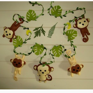 Felt monkey garland Wall decoration for children&#39;s room Baby Birth Birthday Baptism Christmas gift handmade gift