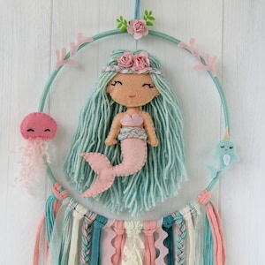 Dreamcatcher mermaid fairy mythical Mobile Baby Child Children&#39;s room decor Gift Birthday Birth Baptism Christmas handmade gift