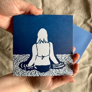 Carte de voeux recyclée en linogravure sauvage