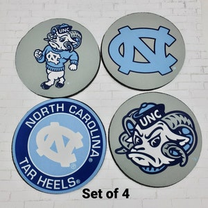 North Carolina Tarheels Coaster | Set of Two | Car Coasters | Car Accessories | UNC Coaster Set | Custom Coaster Set | Personalized Coaster