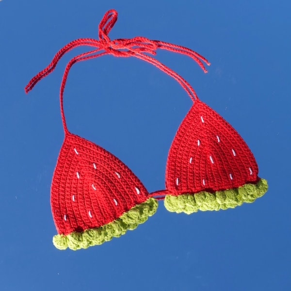 Crochet Strawberry Bikini Top PDF PATTERN ONLY