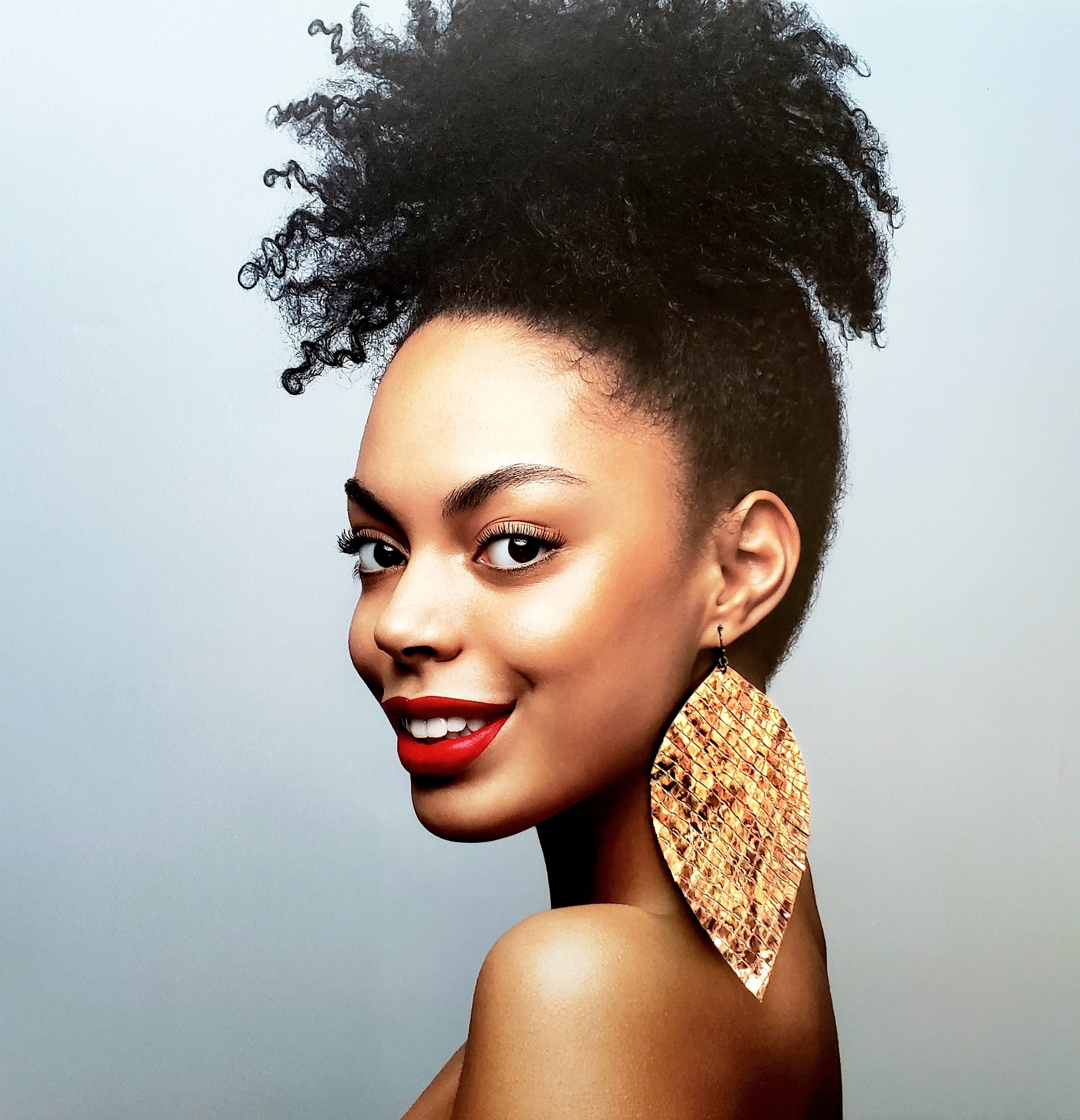 Extra large bronze leather feather earrings long snake Etsy