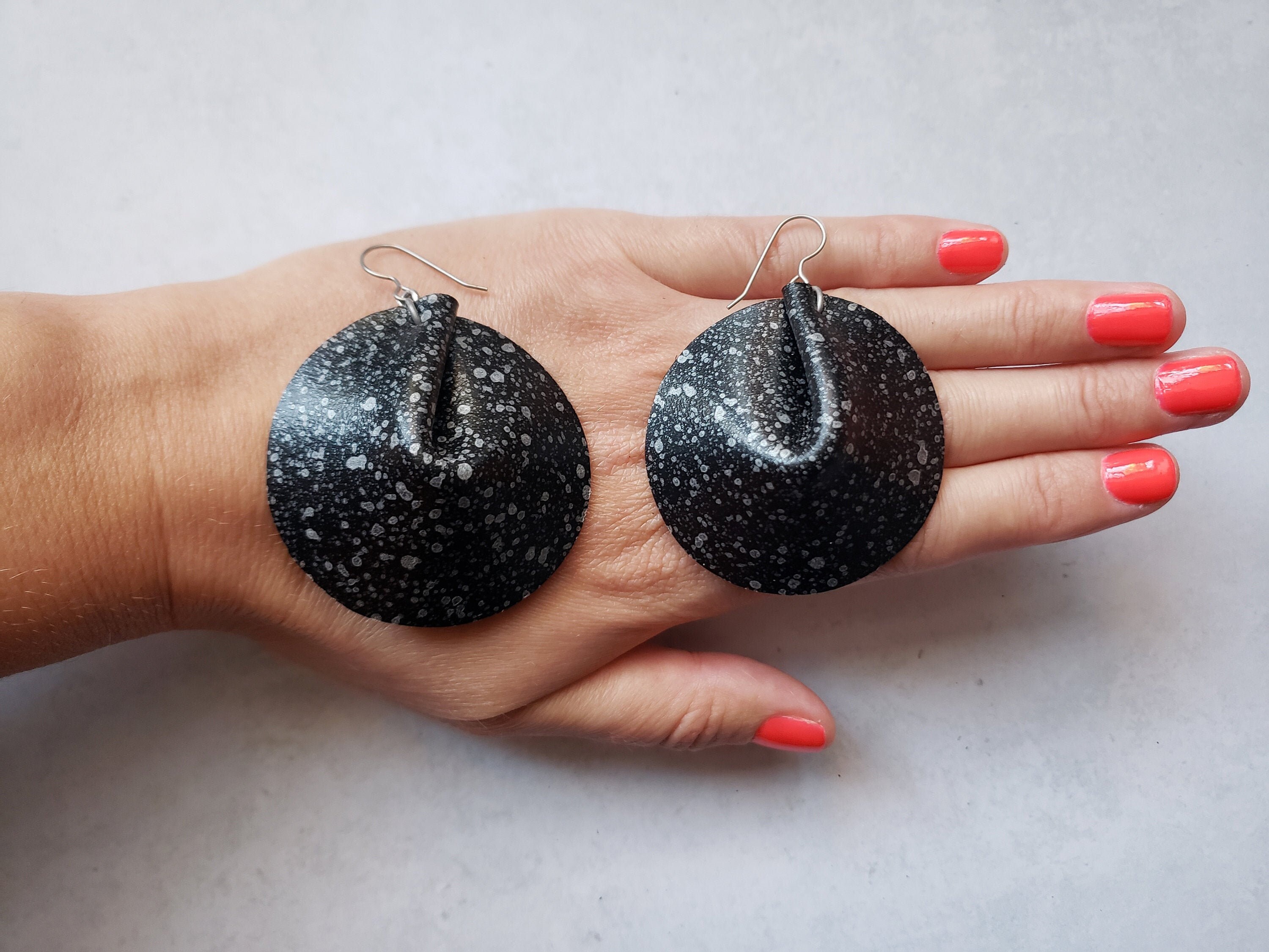 Black statement earrings large black circle earrings big Etsy