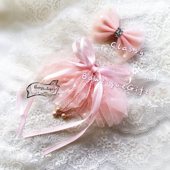 4 Inch Girls Pink Tulle Glitter Snowflake Hair Bow With Clip Grosgrain Ribbon