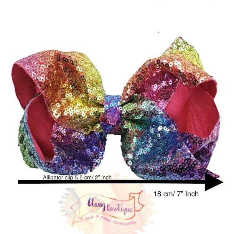 Sequin hair bows,7 inch hairpin headwear for girls huge bow clip Glitter bow knot