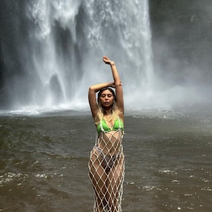 Handmade Macrame Dress, 100% Recycled Boho Festival Beach Dress - WILD#11