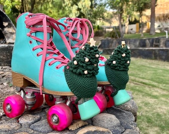 Christmas Tree Crochet Roller Skate Toe Guards - Holiday Skate Decor