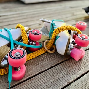 Roller Skate Leash, Roller Skate Strap, Quad Skate Accessories, Skate Lace, Recycled, Customized, Handmade Skate Sling Gift for Skater image 2