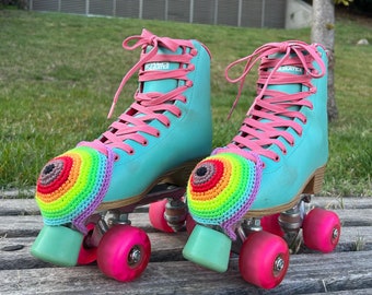 Gehäkelte Regenbogen Rollschuh-Zehenschutz