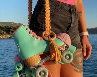 Customizable Macrame Roller Skate Leash: Recycled Skate Strap