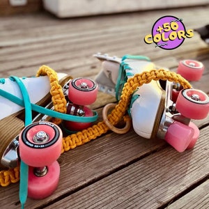 More Than 50 Colors Customizable - Recycled - Handmade Macrame Roller Skate Carrying Leash, Sustainable Skate Strap, Perfect Gift for Skater