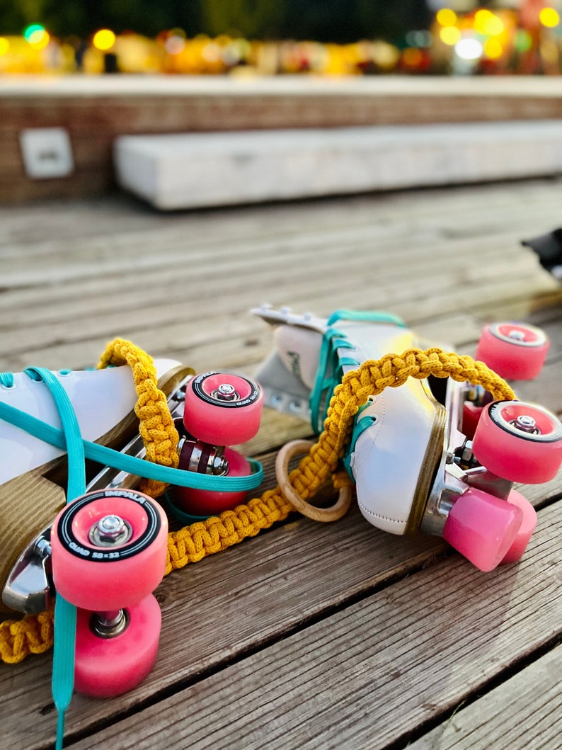 Roller Skate Leash, Roller Skate Strap, Quad Skate Accessories, Skate Lace, Recycled, Customized, Handmade Skate Sling Gift for Skater image 2