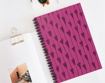 Hearts Hot Pink Spiral Notebook Ruled Line Cute Pastel Girls Notebook Daughter Mother's Day Gift School Notebook Student Graduation Giveaway