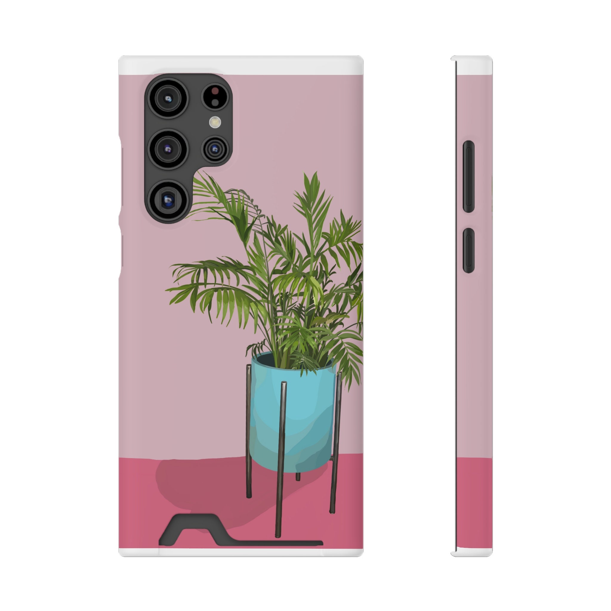 Mid-century Palm Pink Phone Case With Card Holder Girls Phone Cases ...