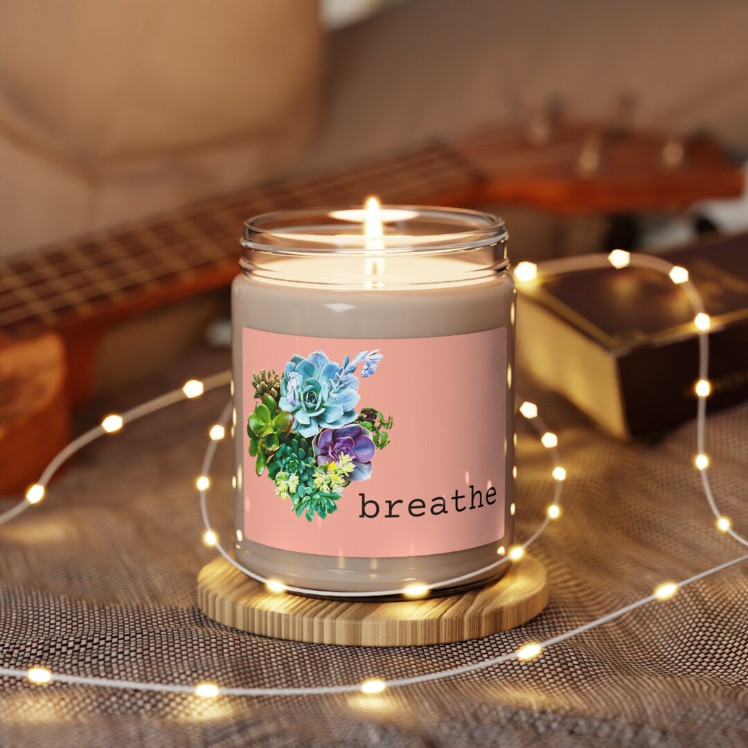 Breathe Scented Soy Candle Motivational Birthday Gifts Aromatherapy