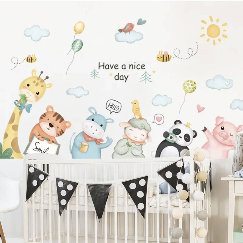 Baby Shower Kids Room Rainbow Baby Bedroom Decoration Photo Prop 3 Watercolour Elephants Wall Stickers Mural Ideal for Nursery