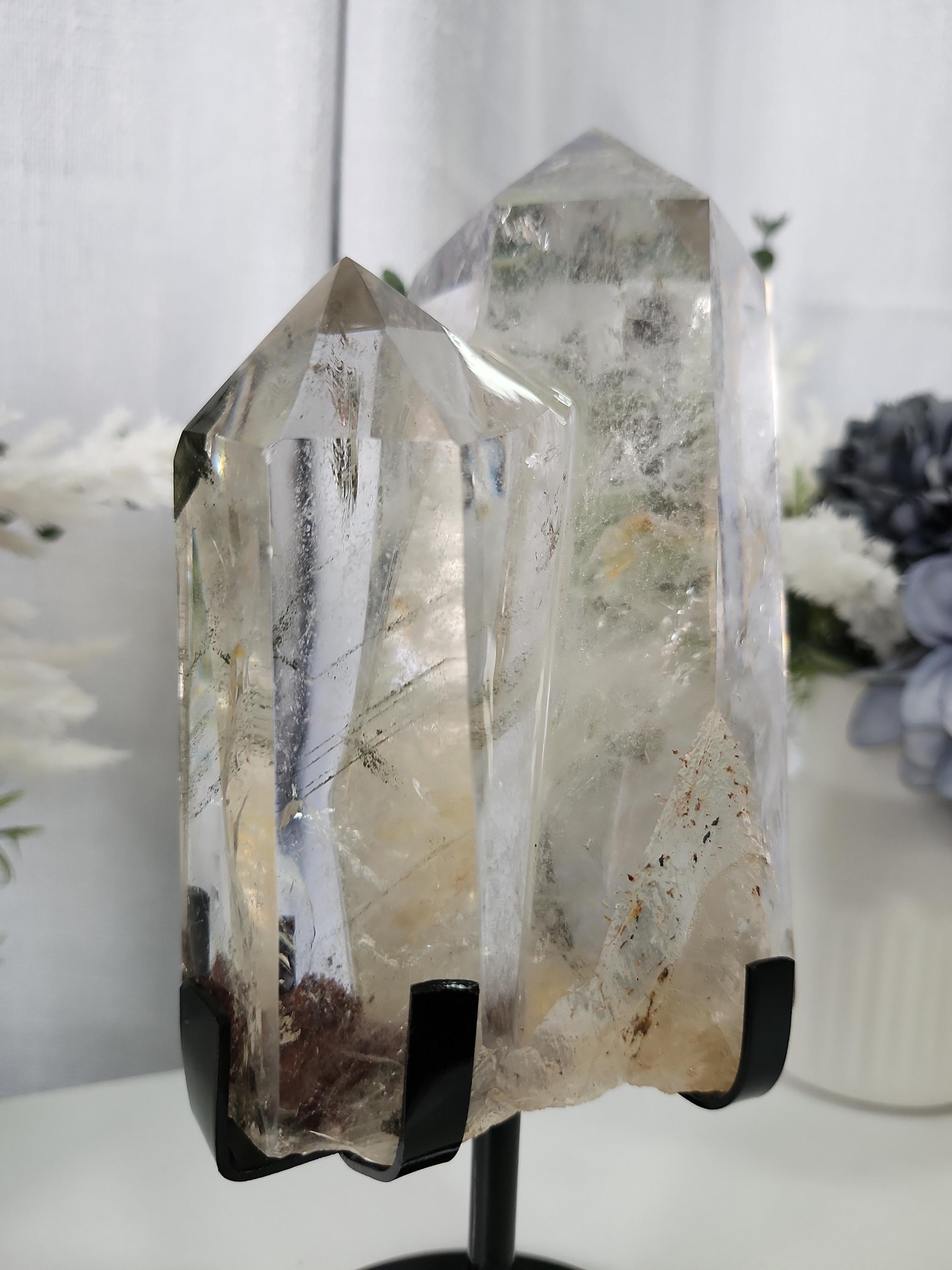 Quartz Root Tips Garden Quartz 2.6lb Double Point Crystal Root With Stand ...