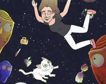 R n M Paar Porträt, Paar Porträt, benutzerdefinierte Familienporträt, lustige Cartoon, rick und morty, Paar Illustration Karikatur, Familienporträt