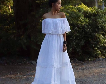 Vintage 1970 S Cream Boho Wedding Dress Etsy