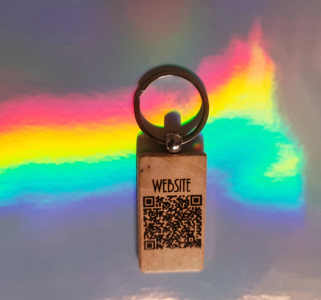 Engraved QR Code Business Card Keyring Wooden Bamboo Etsy