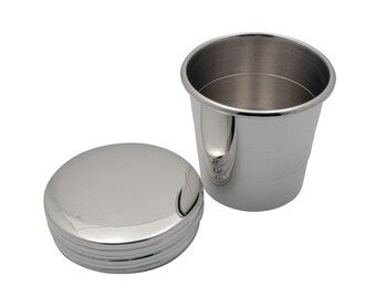 Sterling Silver 925 Collapsible Cup with Box Handmade in Italy. Sterling Silver 925 Travel Folding Cup
