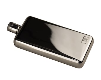 Sterling Silver Rectangular Hip Flask Handmade in Italy. Sterling Silver 925 Poket Whiskey Flask Craftmenship in Italy