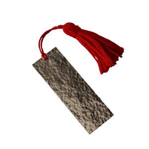 Sterling Silver 925 Rectangular Hammered Bookmark Large Handmade in Italy. Handcrafted Silver Bookmark
