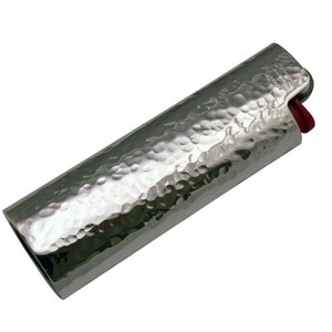 Sterling Silver 925 Hammered Bic Lighter Medium Cover Handmade in Italy. Bic Lighter Case