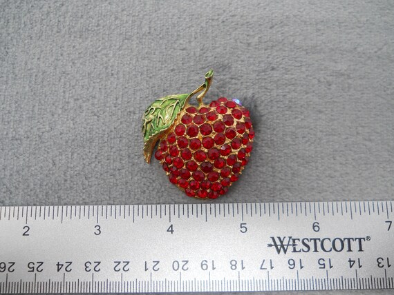 Vintage Rhinestone Strawberry Brooch - image 10