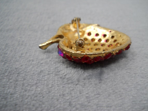 Vintage Rhinestone Strawberry Brooch - image 8